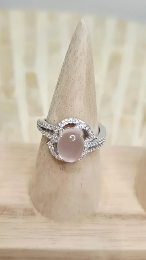 BAGUE ARGENT 925 MODÈLE 06 QUARTZ ROSE MADAGASCAR AA+