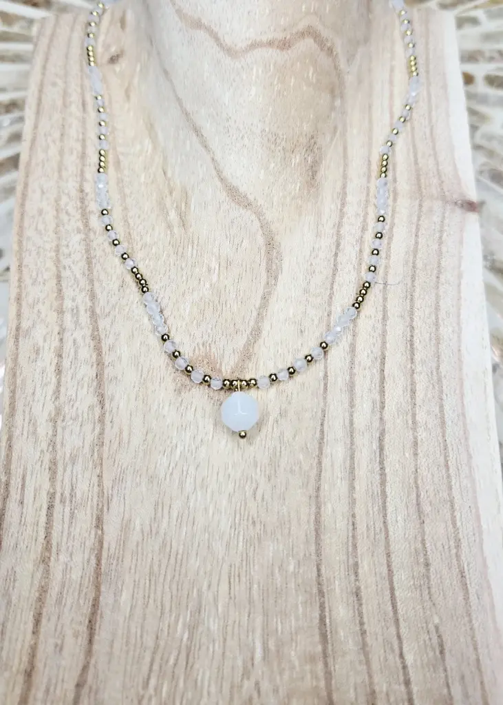 [camille AURELA] COLLIER AURELA DORÉ CRISTAL DE ROCHE A