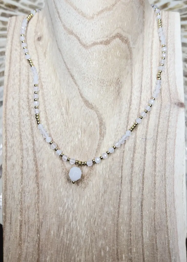 [camille AURELA] COLLIER AURELA DORÉ QUARTZ ROSE A