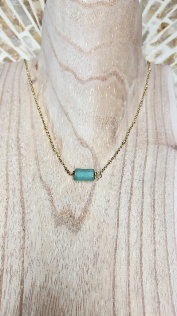 COLLIER CLÉA DORÉ AVENTURINE VERTE A