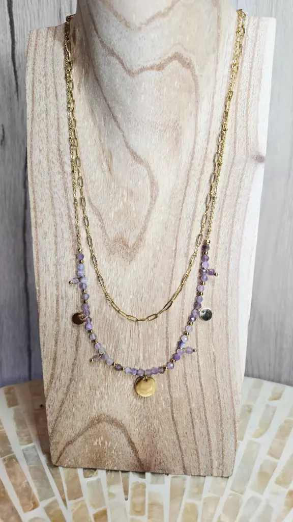 COLLIER IRIS DORÉ AMÉTHYSTE A
