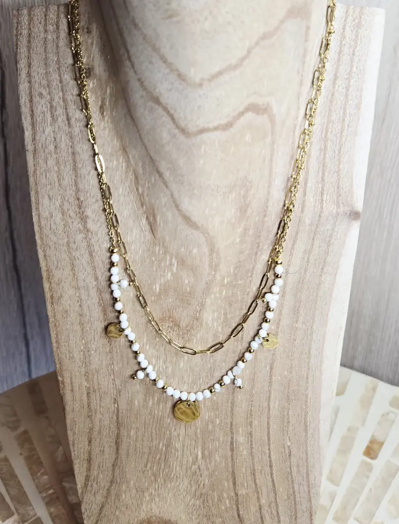 COLLIER IRIS DORÉ HOWLITE BLANCHE A