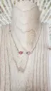 COLLIER TÉRÉLIA ARGENTÉ QUARTZ ROSE, RHODONITE A