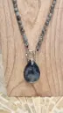 Collier boule en Labradorite attache bouée en acier argenté avec pendentif