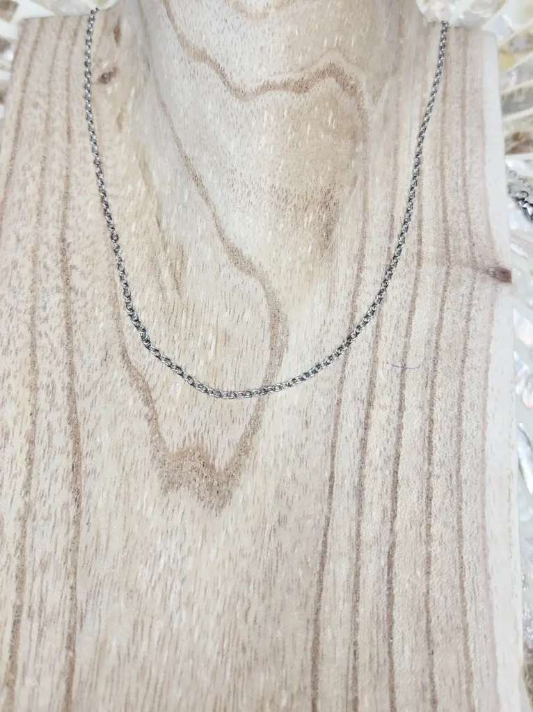 [CAMILLE 02] CHAÎNE RÉGLABLE MAILLE FORÇAT ARGENTÉE - ACIER INOXYDABLE