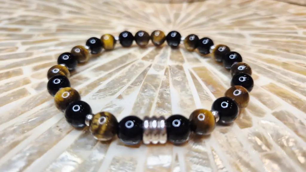 BRACELET HOMME CELYOS ARGENTE OEIL DE TIGRE ET ONYX A