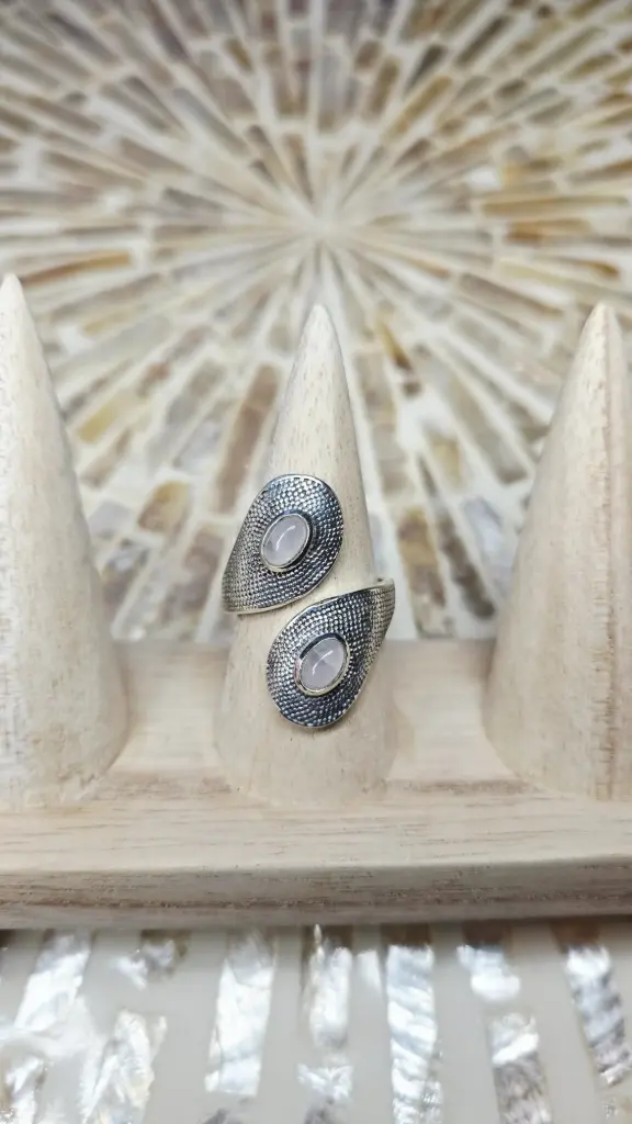 [QUARTZ ROSE MODELE 03] BAGUE ARGENT 925 QUARTZ ROSE AA