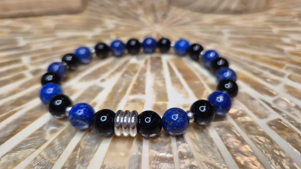 BRACELET HOMME CELYOS ARGENTE LAPIS LAZULI ONYX A