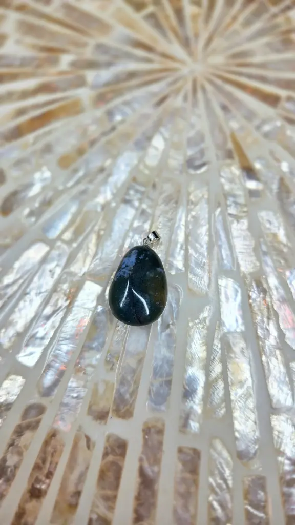 PENDENTIF PIERRE ROULEE AGATE MOUSSE AA