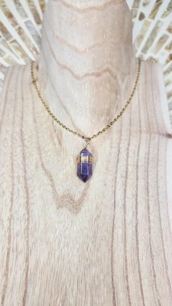 COLLIER BOHO DORE AMETHYSTE A