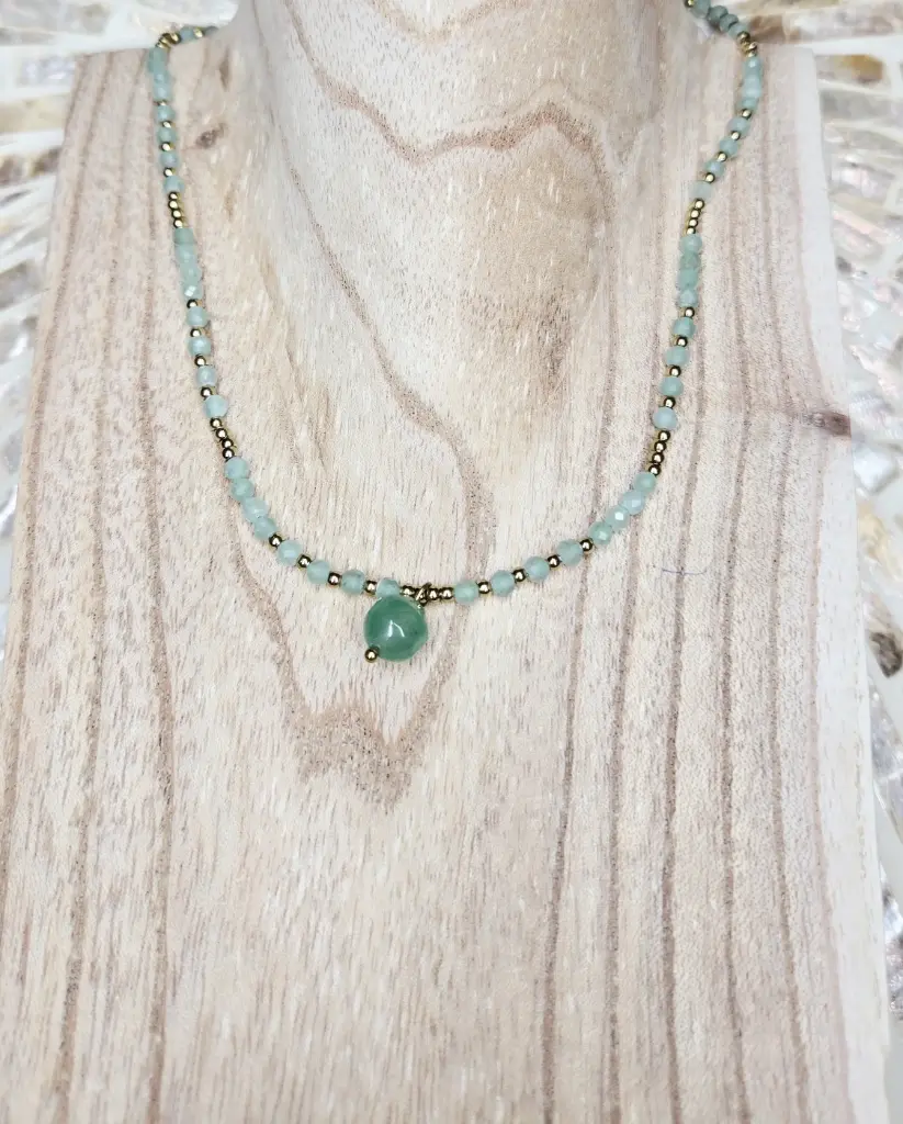 COLLIER AURELA DORE AVENTURINE VERTE A