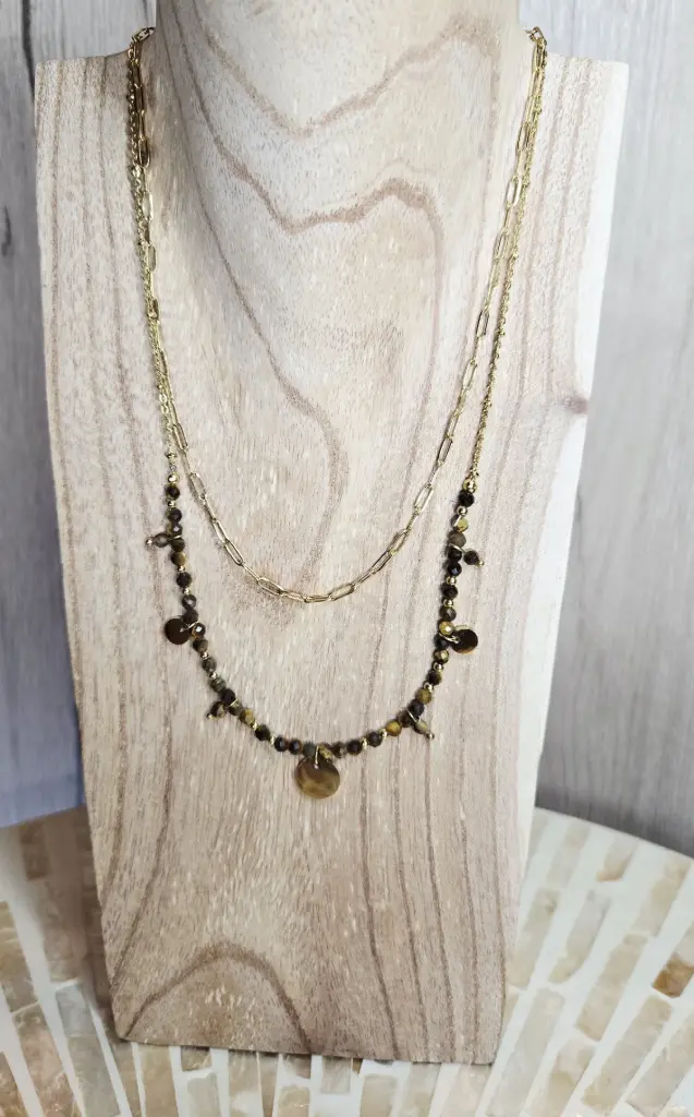 COLLIER IRIS DORE OEIL DE TIGRE