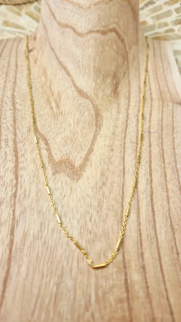 [PERLES AND CO CHR-753] Chaîne maille Forçat avec des tubes 1.2 mm - Argent 925 Doré à l'or fin 